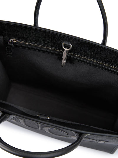 Gucci Schwarzes Leder Logo Medium Tote Bag