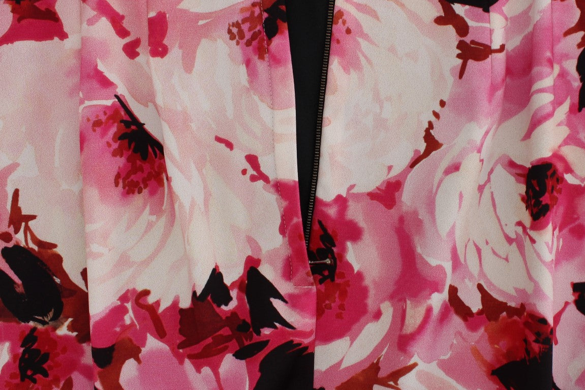 Dolce & Gabbana Rosa geblümtes langes Maxikleid mit Etui