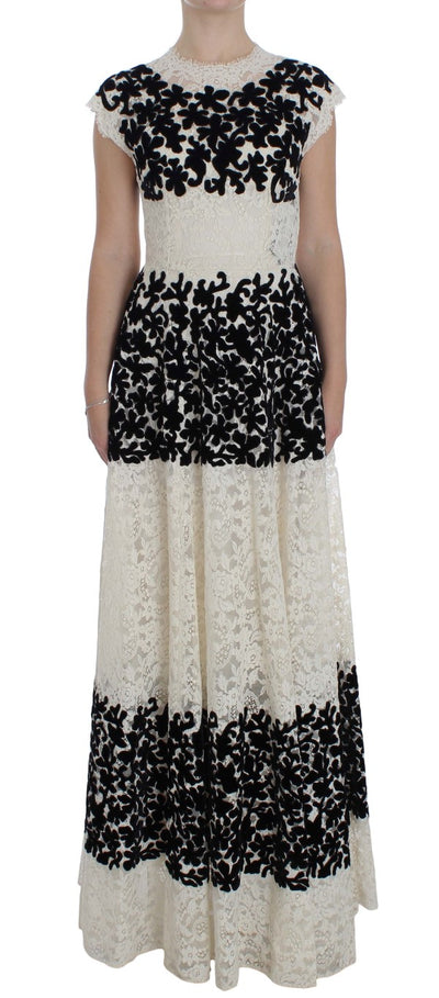 Dolce & Gabbana Langes Ball-Maxikleid mit floraler Spitze Ricamo