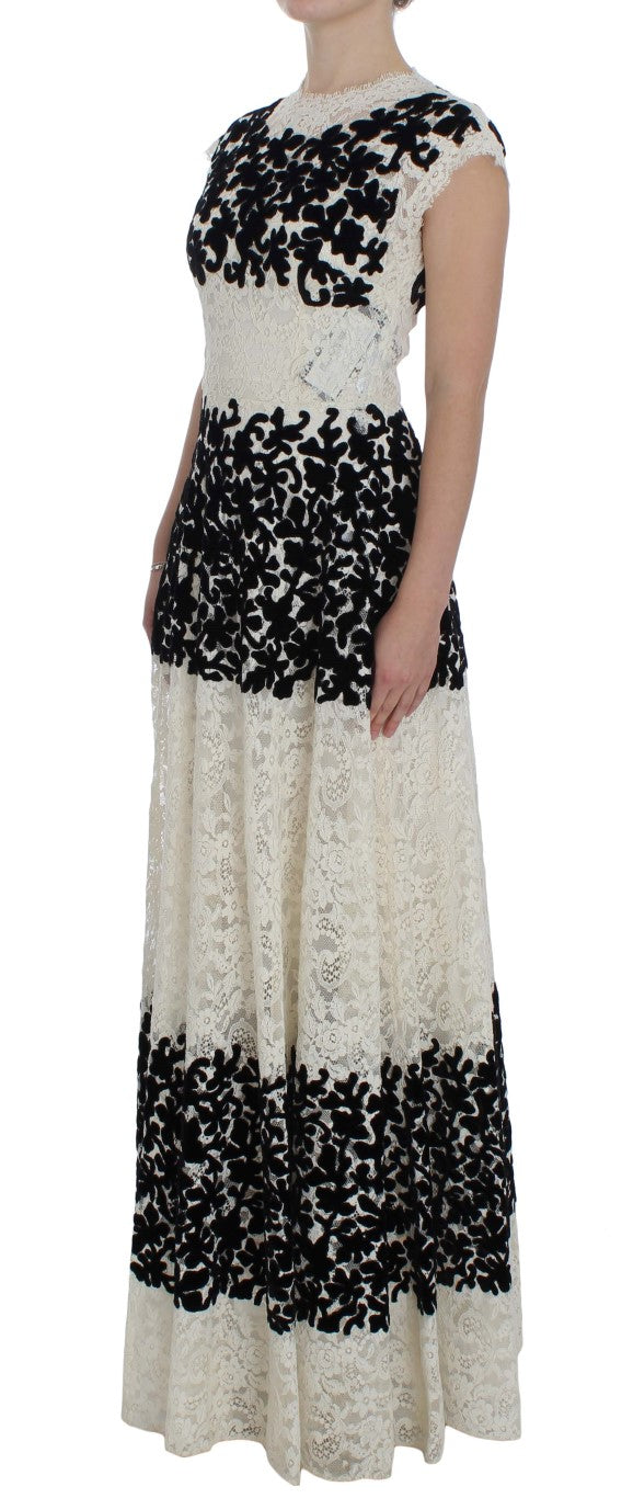 Dolce & Gabbana Langes Ball-Maxikleid mit floraler Spitze Ricamo