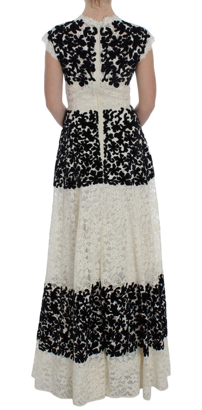 Dolce & Gabbana Langes Ball-Maxikleid mit floraler Spitze Ricamo