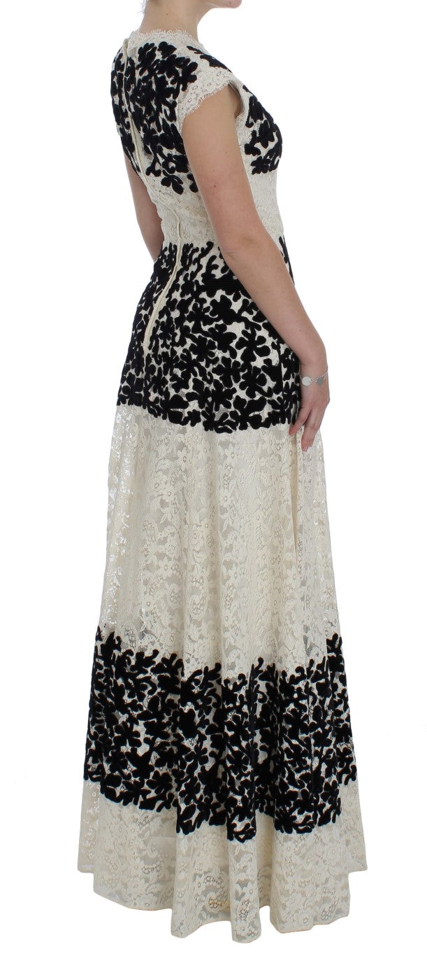 Dolce & Gabbana Langes Ball-Maxikleid mit floraler Spitze Ricamo
