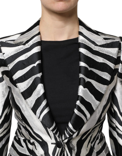 Dolce & Gabbana Schwarz Weiß Polyester Frauen Blazer Jacke