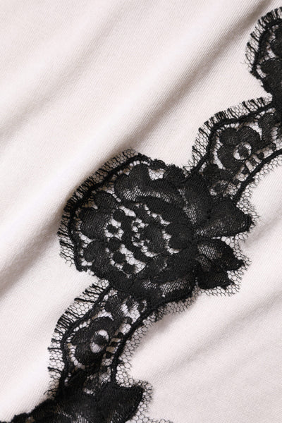 Dolce & Gabbana Weißes Kaschmir-Tanktop mit floraler Spitze
