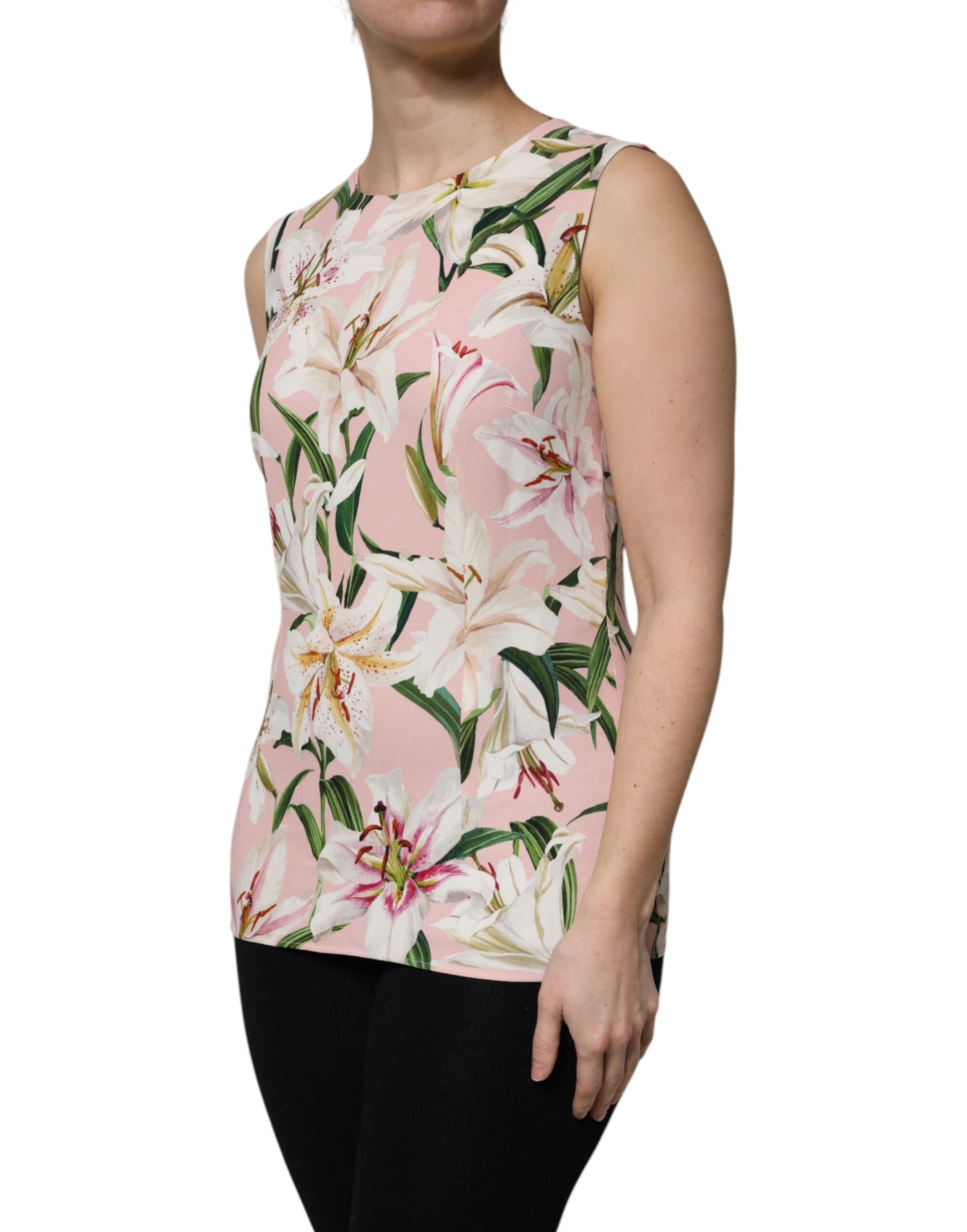 Dolce & Gabbana Mehrfarbiges Tank-Top mit Blumendruck und Rundhalsausschnitt