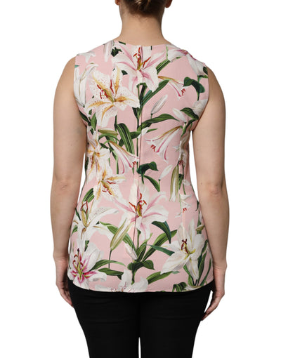Dolce & Gabbana Mehrfarbiges Tank-Top mit Blumendruck und Rundhalsausschnitt