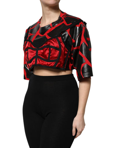 Dolce & Gabbana Rot Schwarz Baumwolle Bustier Detailing Cropped Top