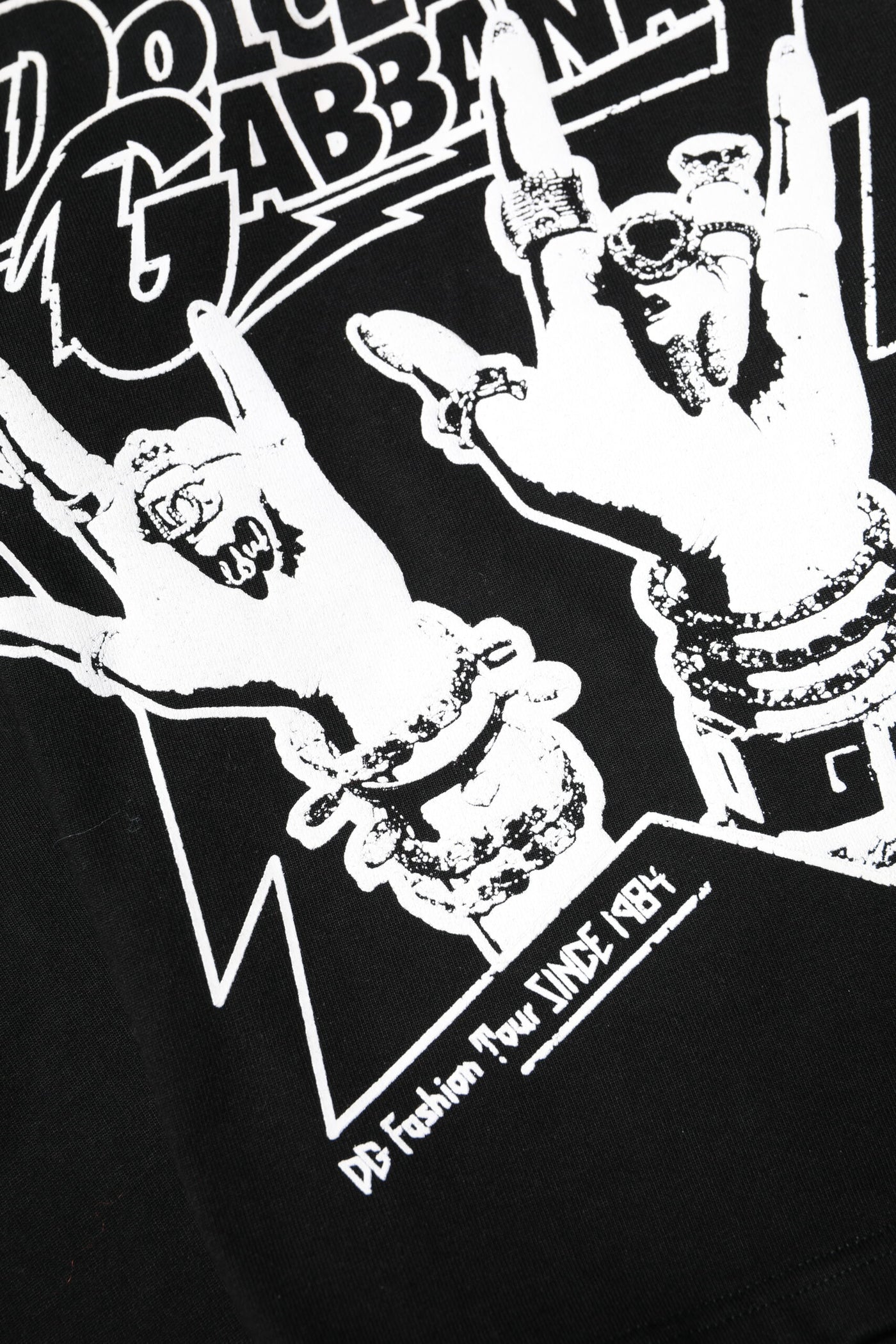 Dolce & Gabbana Schwarzes T-Shirt mit bedruckten kurzen Ärmeln aus Baumwolle