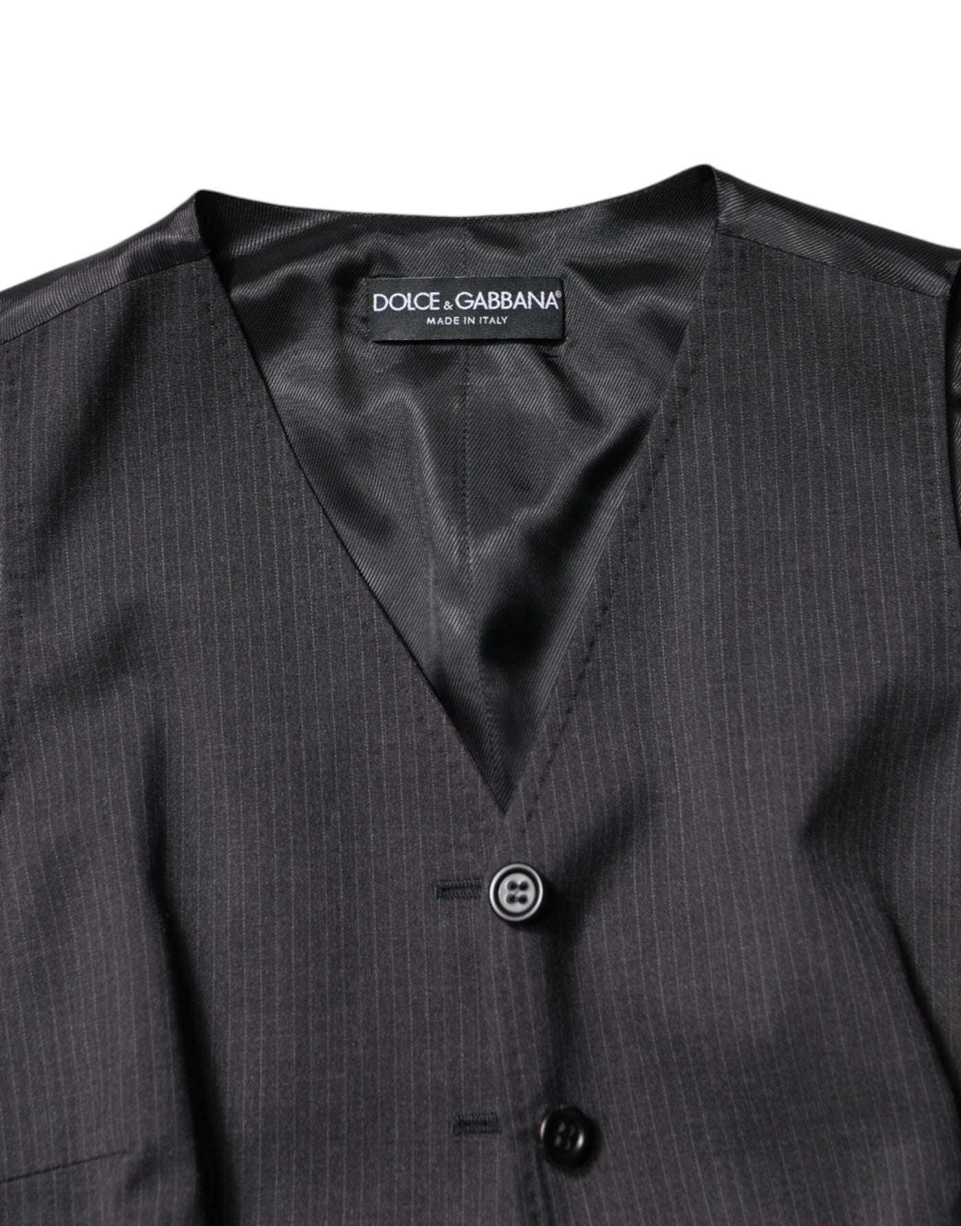 Dolce & Gabbana Schwarz gestreiftes ärmelloses Oberteil mit Knopfleiste