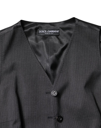 Dolce & Gabbana Schwarz gestreiftes ärmelloses Oberteil mit Knopfleiste