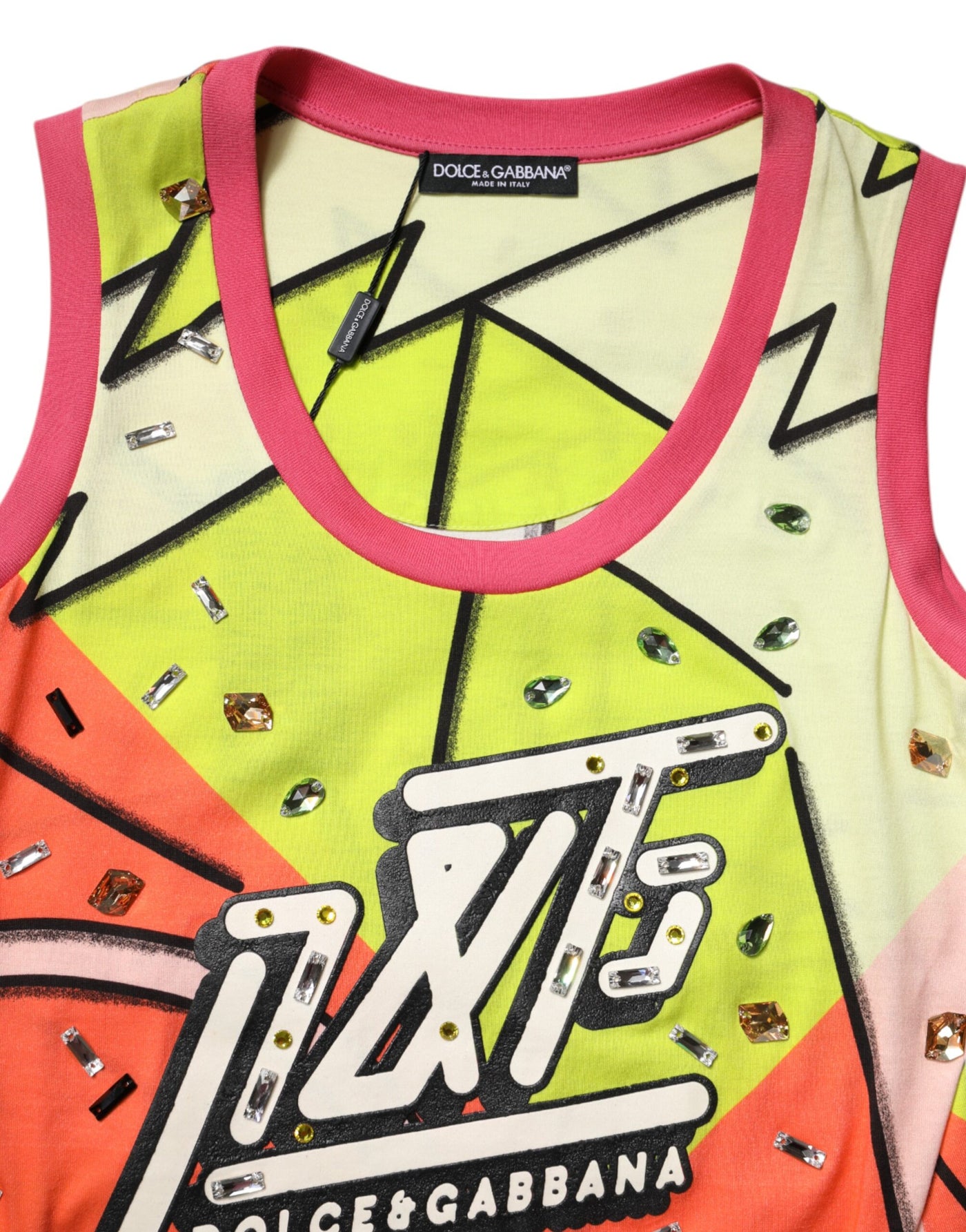 Dolce & Gabbana Multicolor bedrucktes Top mit Kristallverzierung