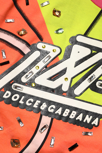 Dolce & Gabbana Multicolor bedrucktes Top mit Kristallverzierung