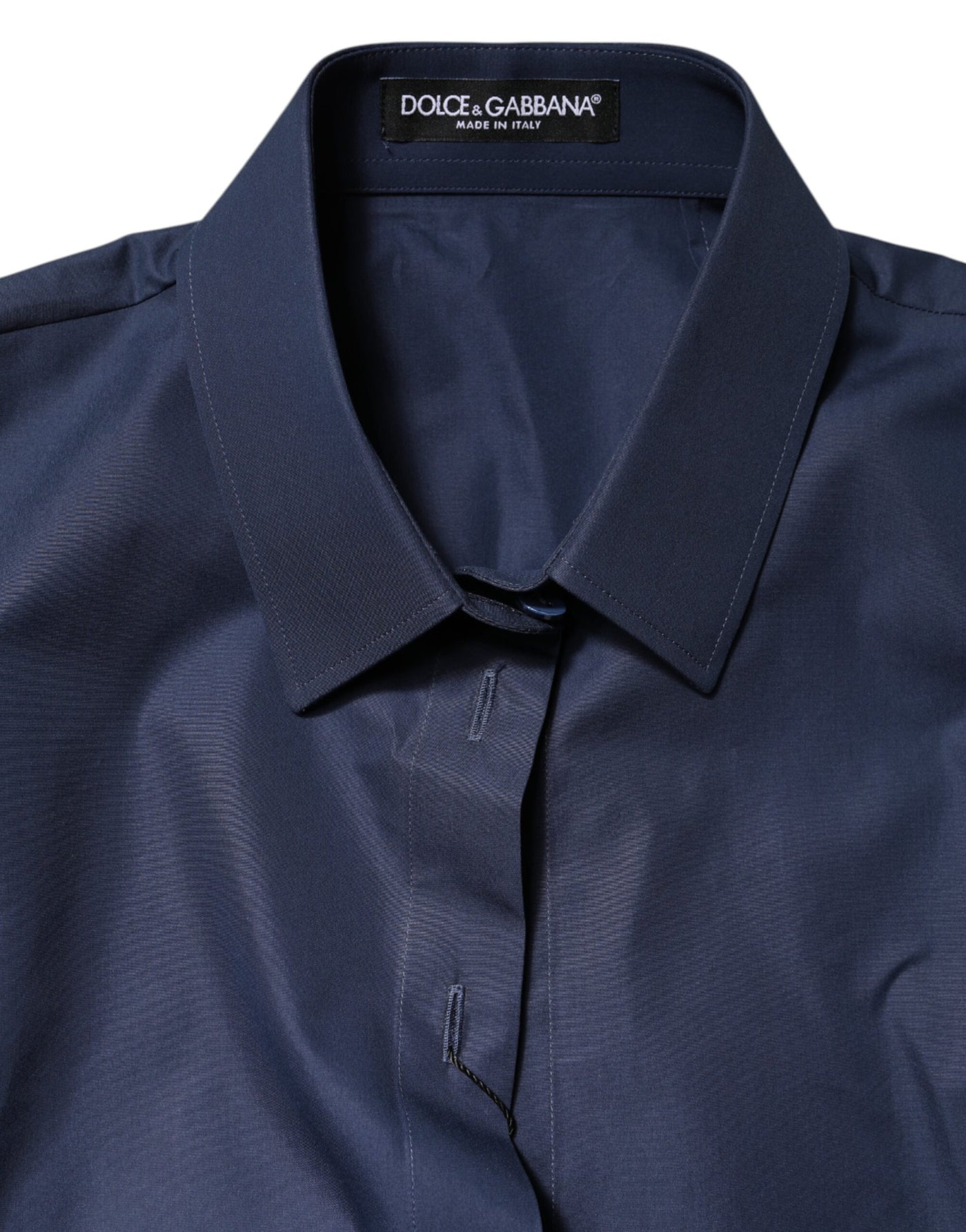 Dolce & Gabbana Blaues Baumwoll-Top mit kurzen Ärmeln und Knopfleiste