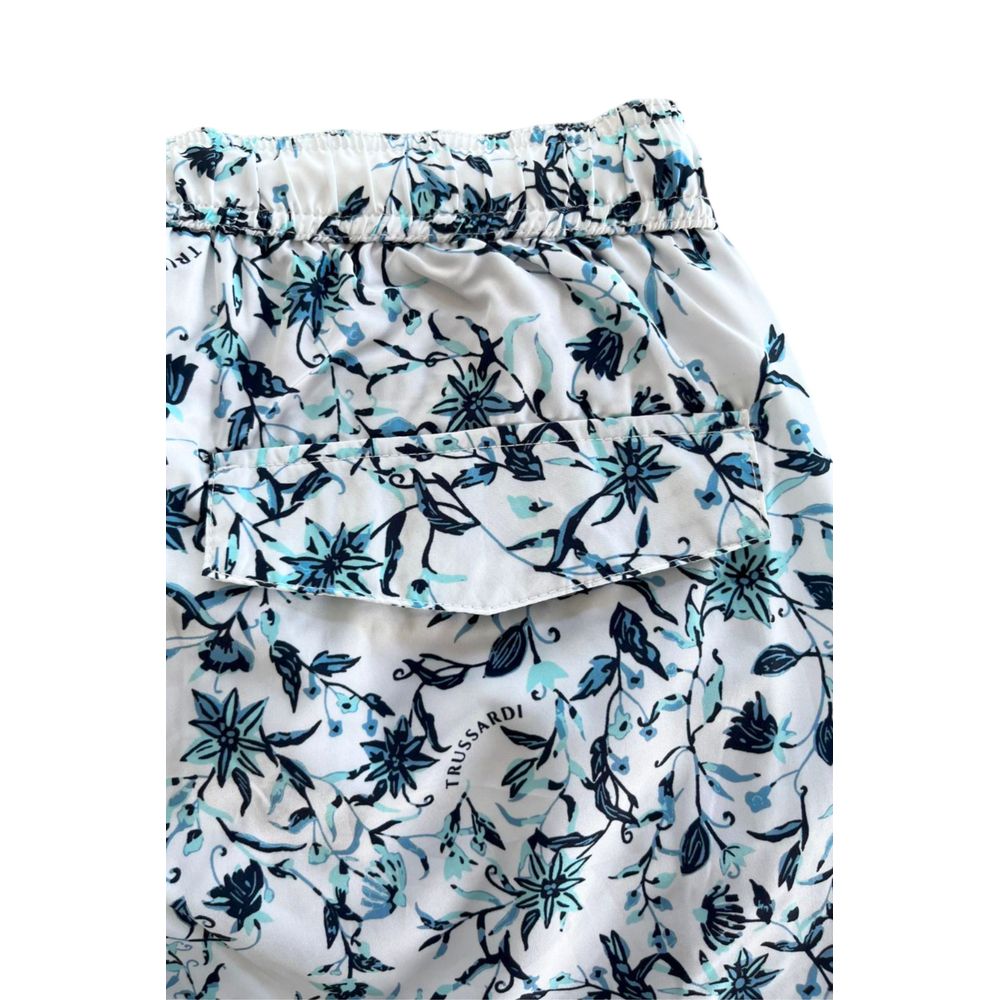 Trussardi Beachwear Weiße Polyester Herren Badeshorts