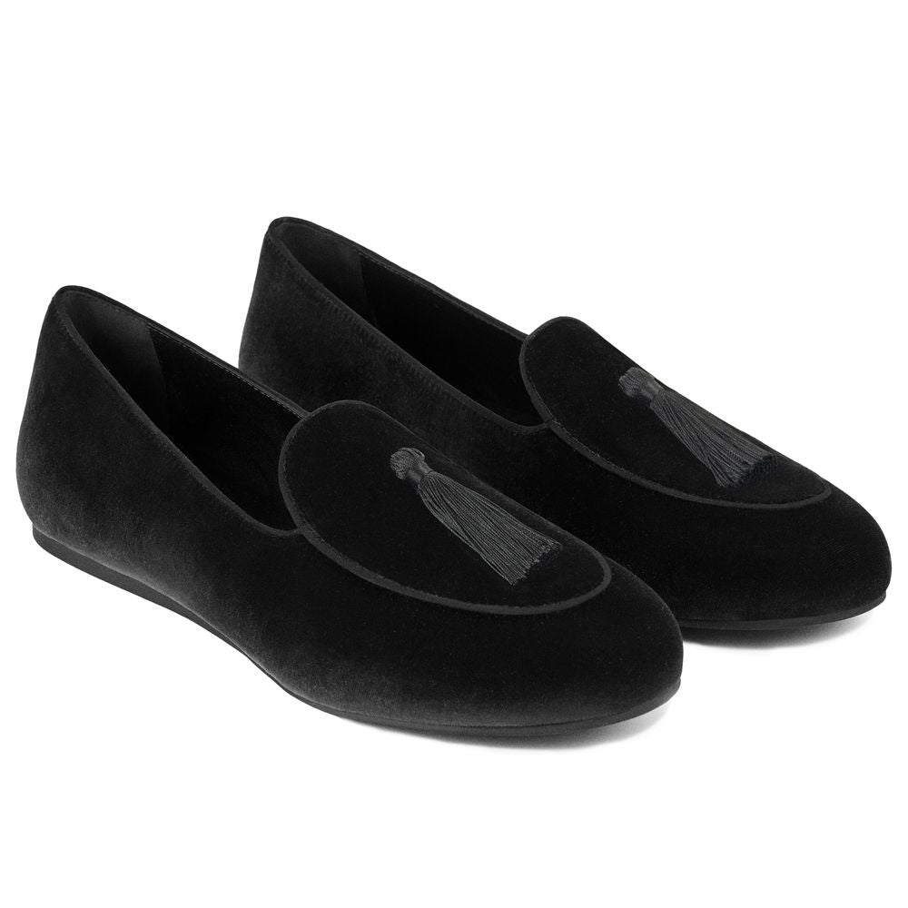 Charles Philip Schwarzer Samt Loafer