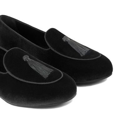 Charles Philip Schwarzer Samt Loafer