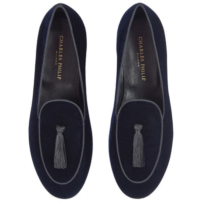 Charles Philip Loafer aus blauem Samt