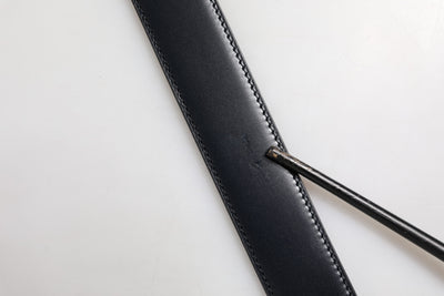 Dolce & Gabbana Schwarzblauer Ledergürtel mit goldener Schnalle Reversible Belt