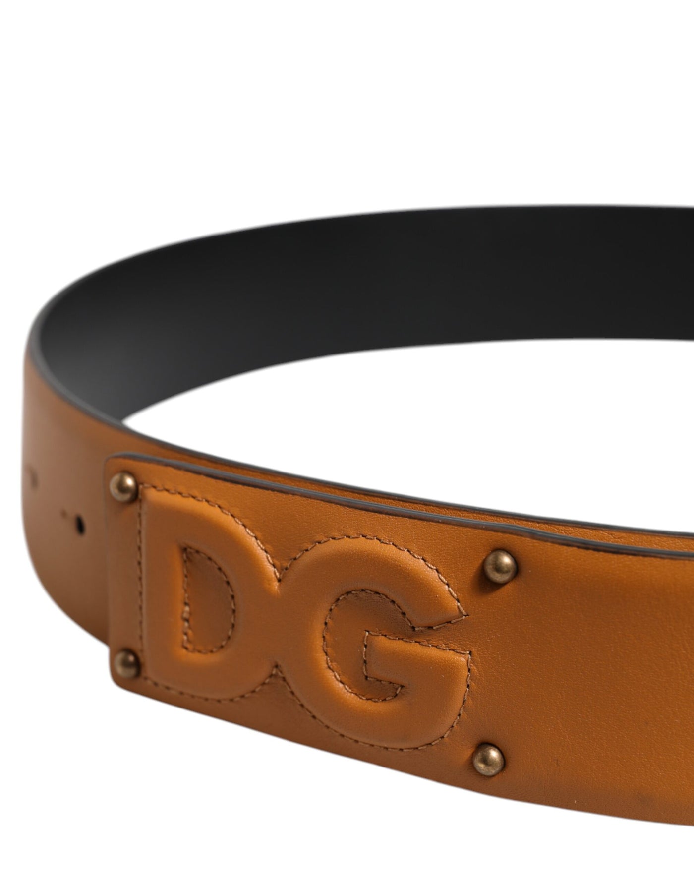 Dolce & Gabbana Brauner Lederschnallengürtel mit DG-Logo-Prägung