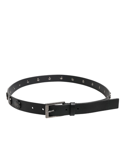 Dolce & Gabbana Schwarzer Luxus Leder DG Nieten Schnalle Gürtel