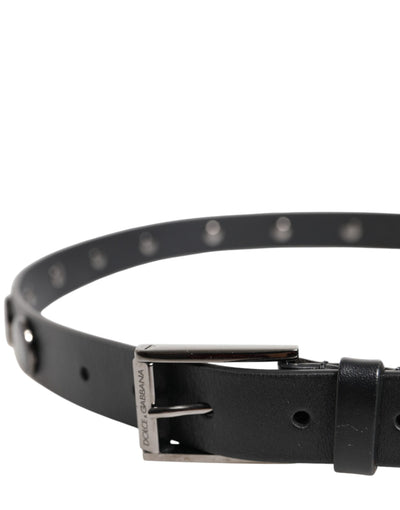 Dolce & Gabbana Schwarzer Luxus Leder DG Nieten Schnalle Gürtel
