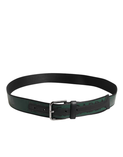 Dolce & Gabbana Grün Schwarz Polyester DG Logo Schnalle Gürtel