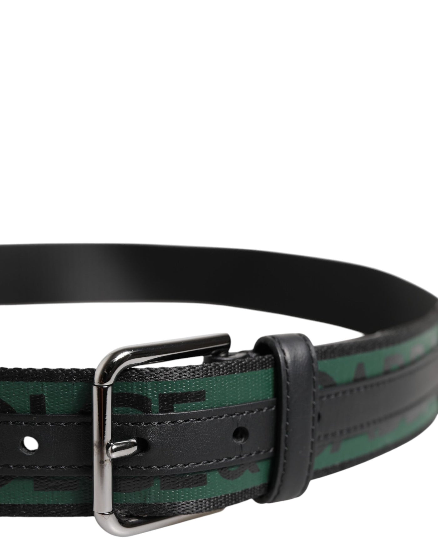Dolce & Gabbana Grün Schwarz Polyester DG Logo Schnalle Gürtel