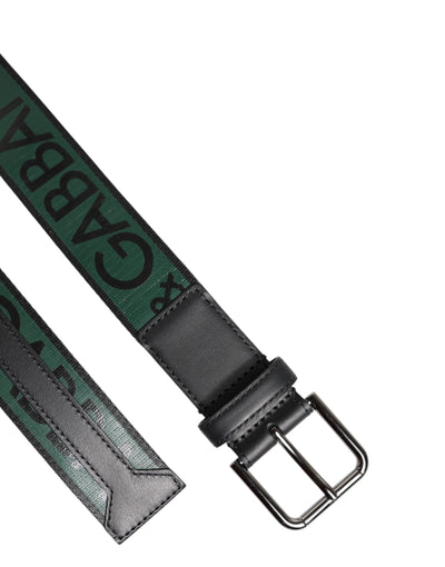 Dolce & Gabbana Grün Schwarz Polyester DG Logo Schnalle Gürtel