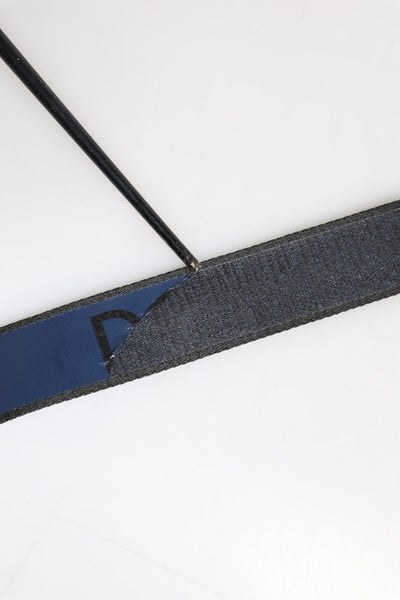 Dolce & Gabbana Schwarz Blau DG Logo Silber Metallschnalle Gürtel