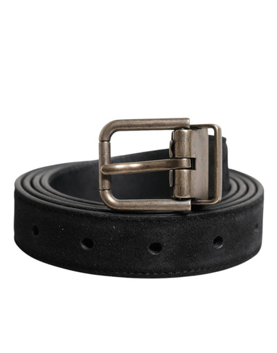Dolce & Gabbana Klassischer Gürtel mit Metallschnalle aus schwarzem Kalbsleder