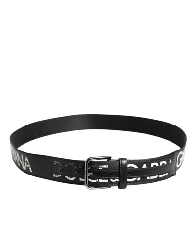 Dolce & Gabbana Schwarz Weiß DG Logo Messing Metallschnalle Gürtel