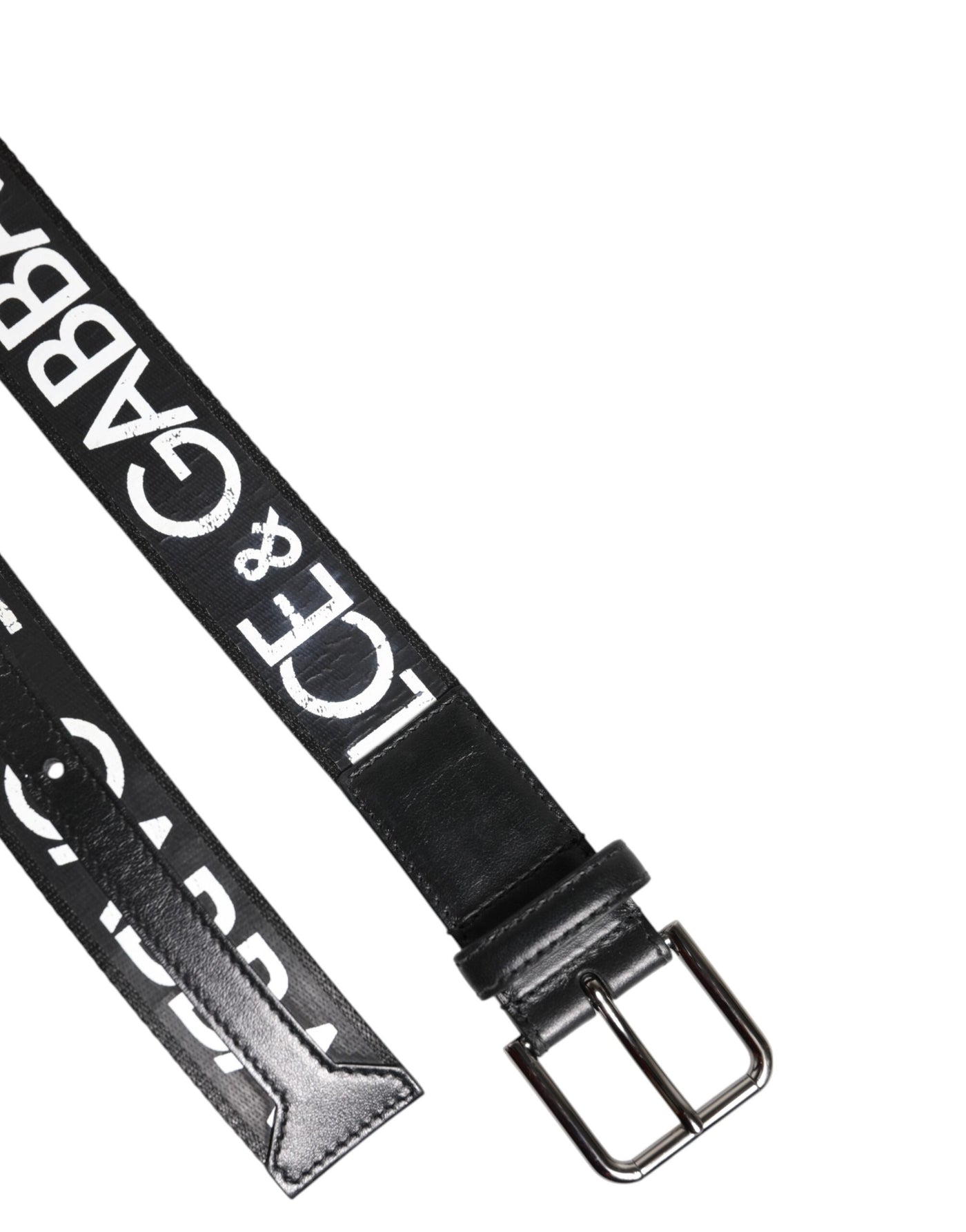 Dolce & Gabbana Schwarz Weiß DG Logo Messing Metallschnalle Gürtel