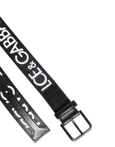 Dolce & Gabbana Schwarz Weiß DG Logo Messing Metallschnalle Gürtel