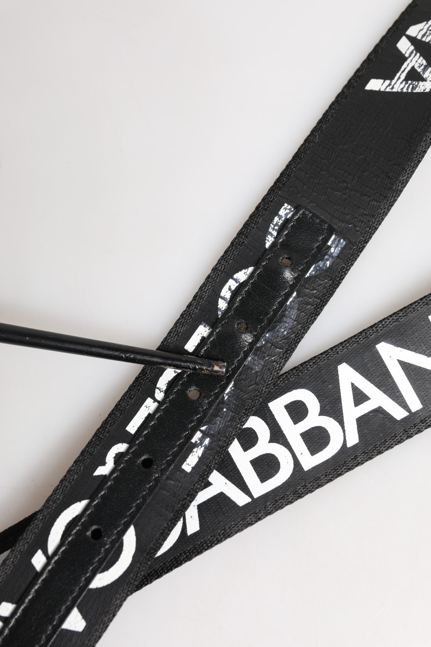 Dolce & Gabbana Schwarz Weiß DG Logo Messing Metallschnalle Gürtel