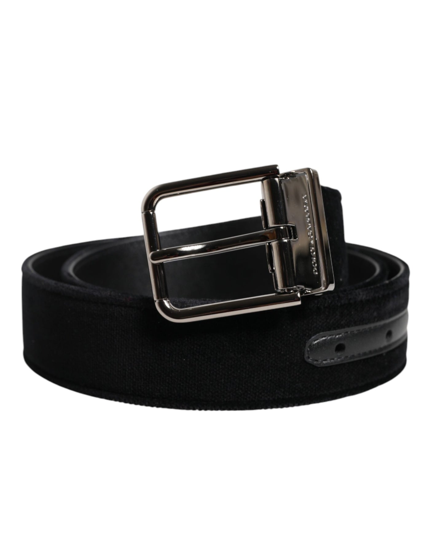 Dolce & Gabbana Schwarzer Baumwollgürtel mit silberner Metallschnalle