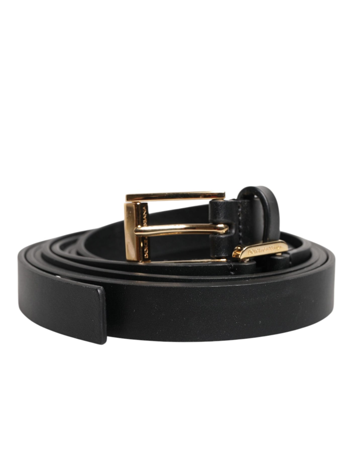 Dolce & Gabbana Schwarzer Doppelriemen-Ledergürtel mit goldener Schnalle