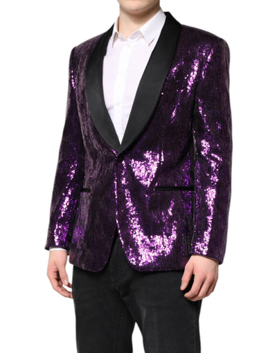 Dolce & Gabbana Lila SICILIA Mantel mit Paillettenverzierung Jacke