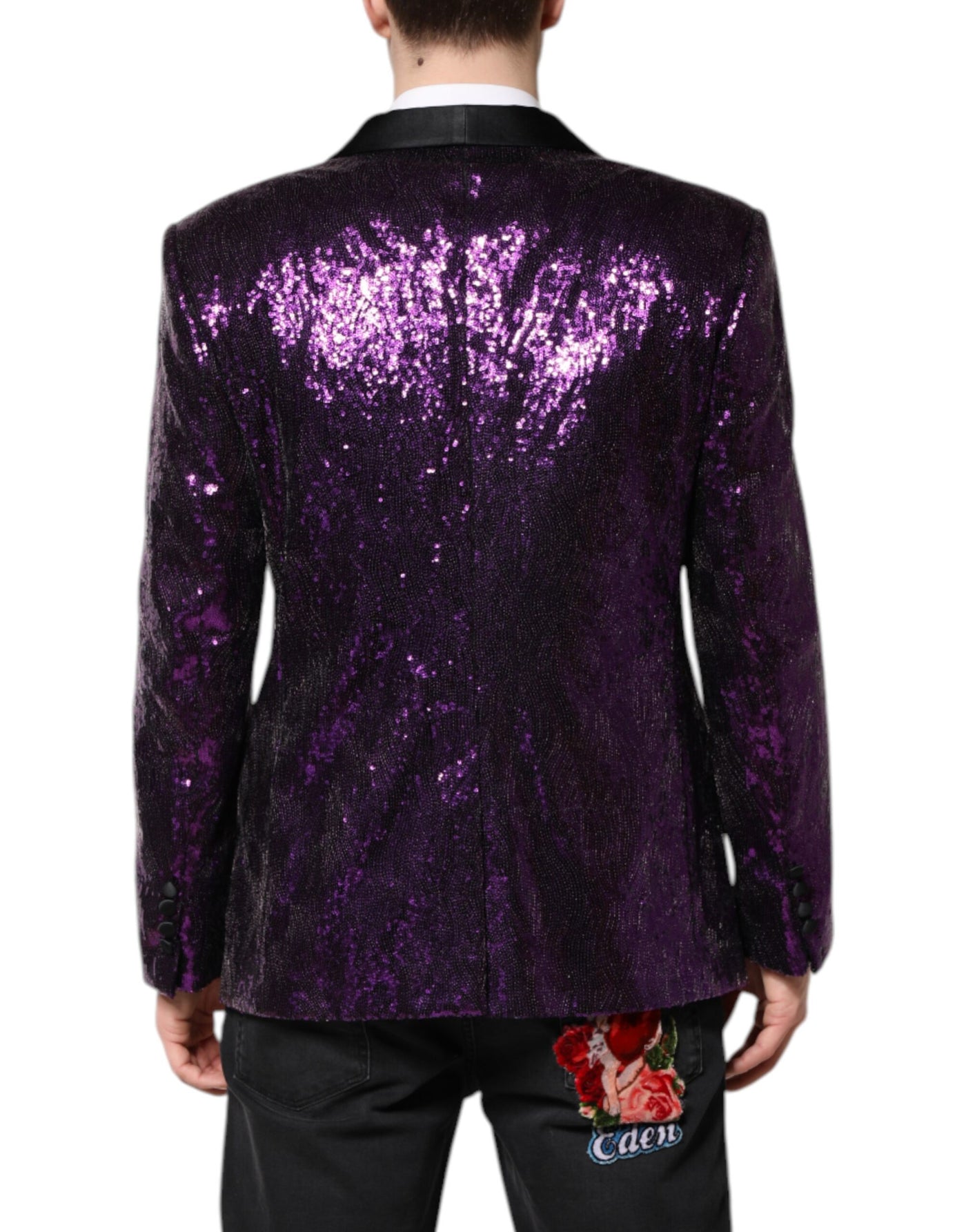 Dolce & Gabbana Lila SICILIA Mantel mit Paillettenverzierung Jacke
