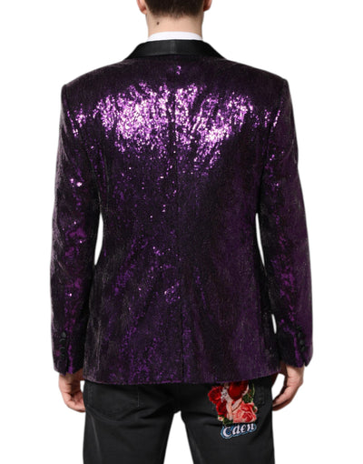 Dolce & Gabbana Lila SICILIA Mantel mit Paillettenverzierung Jacke