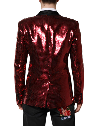 Dolce & Gabbana Rote SICILIA Blazer-Jacke mit Paillettenverzierung