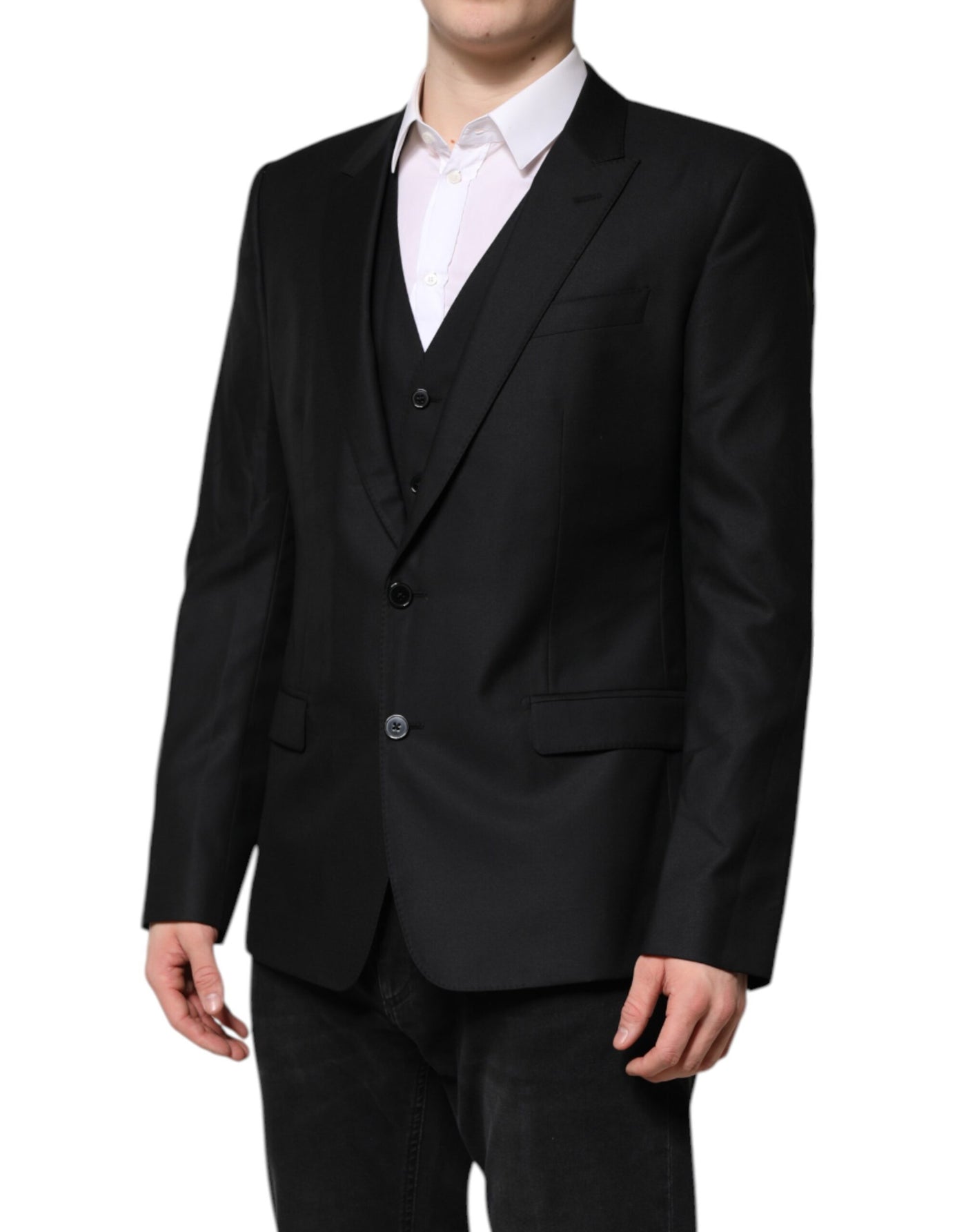 Dolce & Gabbana Schwarzer einreihiger Anzug 2 Stück Jacke