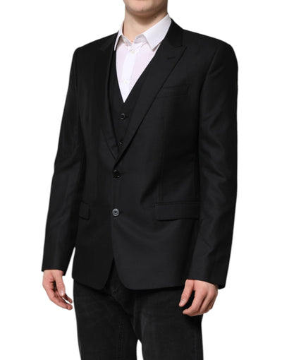 Dolce & Gabbana Schwarzer einreihiger Anzug 2 Stück Jacke