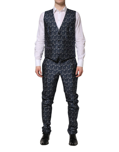 Dolce & Gabbana Blauer MARTINI Star Jacquard 3 Stück Anzug