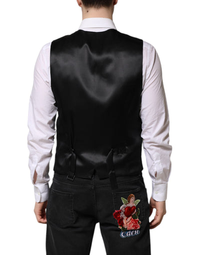 Dolce & Gabbana Schwarz Lurex Kleid Formal Männer Weste Weste