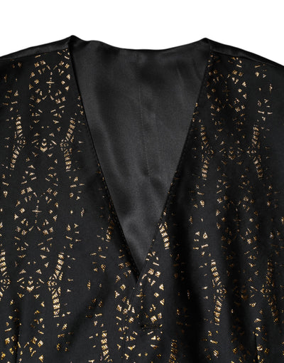 Dolce & Gabbana Schwarz Lurex Kleid Formal Männer Weste Weste
