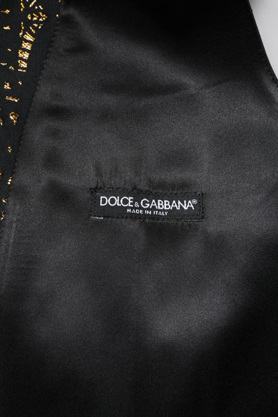 Dolce & Gabbana Schwarz Lurex Kleid Formal Männer Weste Weste