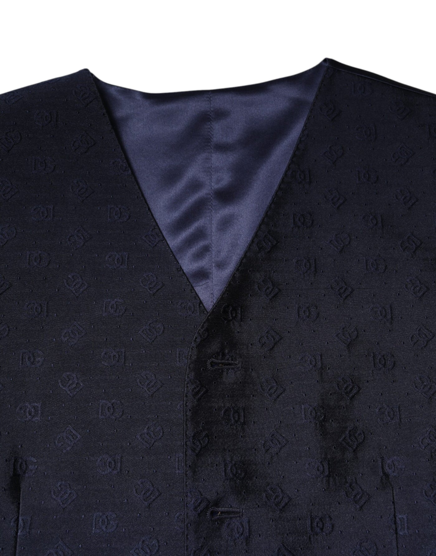 Dolce & Gabbana Dunkelblau Logo Wolle Formal Herren Weste Weste