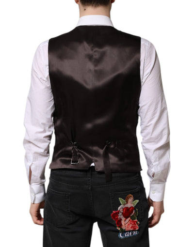 Dolce & Gabbana Schwarz gestreift Wolle Formal Herren Weste Weste