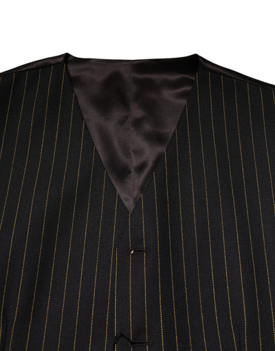 Dolce & Gabbana Schwarz gestreift Wolle Formal Herren Weste Weste