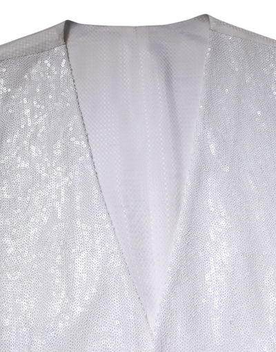 Dolce & Gabbana Weißes Paillettenkleid Formelle Weste Weste